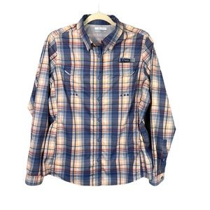 Columbia PFG Women's Button down Blouse Omni-Shade Plaid Long Sleeve Size Large